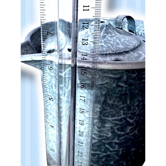 Vintage Blue Enamelware Graniteware Coffee Pot With Lid Rustic Campfire Style - Picture 2 of 16